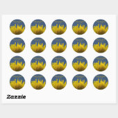 Sticker Rond Enveloppe Mariage montante de tournesol (Feuille)