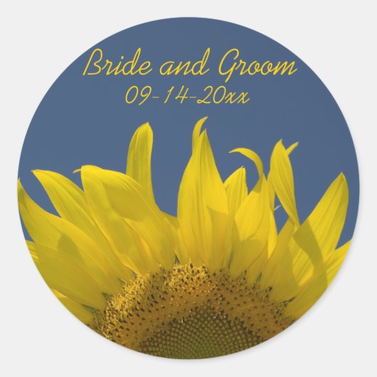 Sticker Rond Enveloppe Mariage montante de tournesol (Devant)