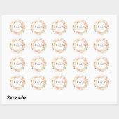 Sticker Rond Enveloppe Mariage Peach, Blush et Gold / Favoriser (Feuille)