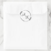 Sticker Rond Enveloppe Mariage simple Monogramme Botanique (Sac)