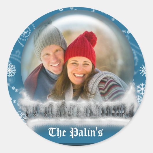 Sticker Rond Enveloppe Modèle du Globe des neiges de Noël (Devant)