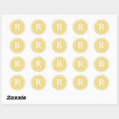 Sticker Rond Enveloppe Monogram R Antique Mariage d'or Monogram (Feuille)