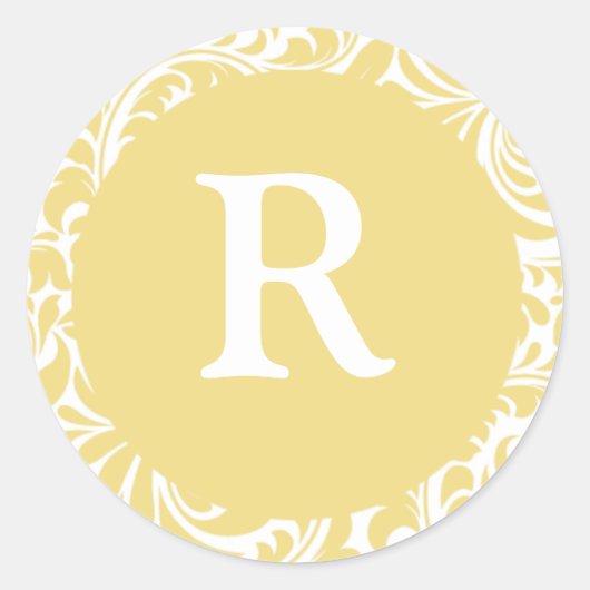 Sticker Rond Enveloppe Monogram R Antique Mariage d'or Monogram (Devant)