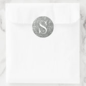 Sticker Rond Enveloppe monogramme argenté classique (Sac)