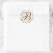 Sticker Rond Enveloppe monogramme Brown et crème (Sac)
