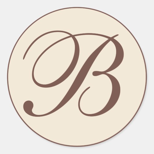 Sticker Rond Enveloppe monogramme Brown et crème (Devant)