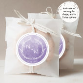 Sticker Rond Enveloppe monogramme couleur lavande - Sceau/Favor