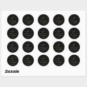Sticker Rond Enveloppe Monogramme en or noir (Feuille)