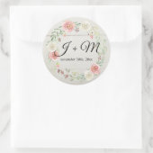 Sticker Rond Enveloppe monogramme Rose Floral Rustic Wood Blush (Sac)