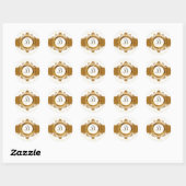 Sticker Rond enveloppe or monogramme (Feuille)