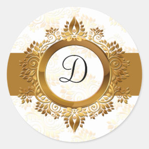 Sticker Rond enveloppe or monogramme