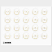 Sticker Rond Enveloppe or monogramme mariage (Feuille)