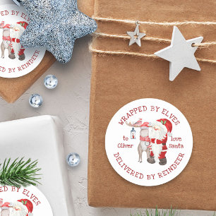 Sticker Rond Enveloppé par les elfes Livré par Reindeer Kids