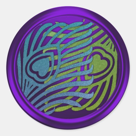 Sticker Rond Enveloppe Peacock Art Déco violet Set 1104 (Devant)
