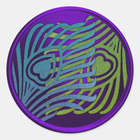 Sticker Rond Enveloppe Peacock Art Déco violet Set 1104 (Devant)