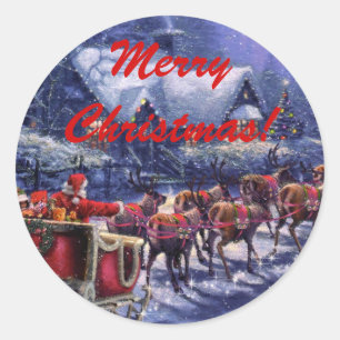 Sticker Rond Enveloppe Père Noël de la veille de Noël