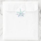 Sticker Rond Enveloppe Phoque Bleu Turquoise Starfish Plage Mar (Sac)