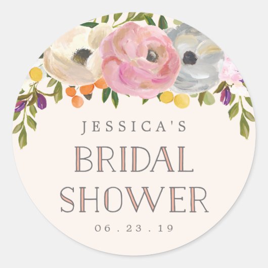 Sticker Rond Enveloppe Phoques Fleurs Douces Favoriser les étiq (Devant)