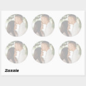 Sticker Rond Enveloppe photo Mariage fiançailles (Feuille)