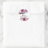 Sticker Rond Enveloppe Plum Blue Floral Fête des mariées Sceau (Sac)