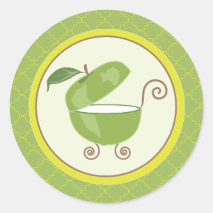 Sticker Rond Enveloppe Porte-Bébés Pomme Verte/Sticker Faveur