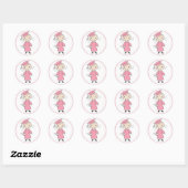 Sticker Rond Enveloppe pour filles (Feuille)