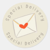 Sticker Rond Enveloppe Red Heart de livraison spéciale (Devant)