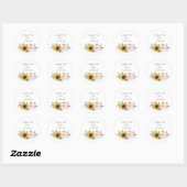 Sticker Rond Enveloppe romantique à fleurs blanches rose (Feuille)