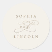 Sticker Rond Enveloppe romantique en or et en ivoire Mariage (Devant)