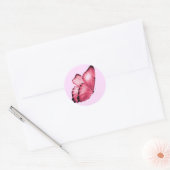 Sticker Rond Enveloppe ronde papillon rose (Enveloppe)