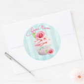 Sticker Rond Enveloppe Rose de thé rose ou phoques cadeau (Enveloppe)