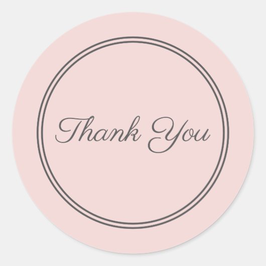 Sticker Rond Enveloppe Rose Gris Sceau Merci Texte Script (Devant)