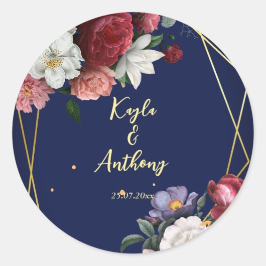 Sticker Rond Enveloppe rose marine bleu bordeaux enveloppe mari (Devant)