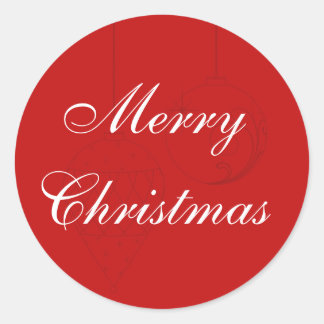 Sticker Rond Enveloppe rouge de Noël avec ornements
