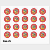 Sticker Rond Enveloppe rouge du Nouvel An Tom & Jerry (Feuille)