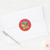 Sticker Rond Enveloppe rouge du Nouvel An Tom & Jerry (Enveloppe)