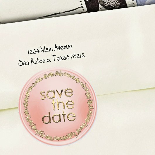 Sticker Rond Enveloppe Save the Date Sceau Or