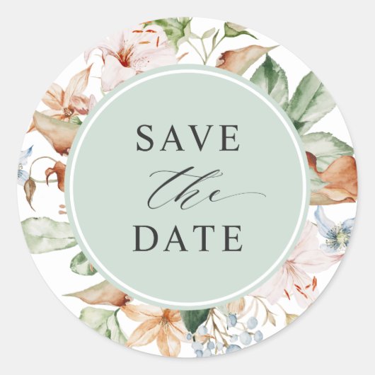 Sticker Rond Enveloppe Sceau Enregistrer la date Sage Green Ear (Devant)