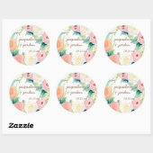 Sticker Rond Enveloppe Sceau Simple Moderne Aquarelle Rose Flor (Feuille)