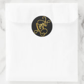 Sticker Rond enveloppe sceau typographie d'amour script feuille (Sac)