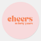 Sticker Rond Enveloppe scellée, Rose Rétro, 40 ans félicitation (Devant)