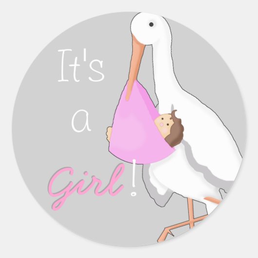 Sticker Rond Enveloppe "Stork with Girl" Phoques/Stickers (Devant)