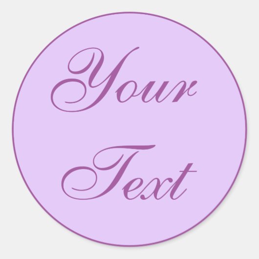 Sticker Rond Enveloppe violet et lavande avec texte personnalis (Devant)