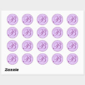 Sticker Rond Enveloppe violet et lavande Monogramme Phoques (Feuille)