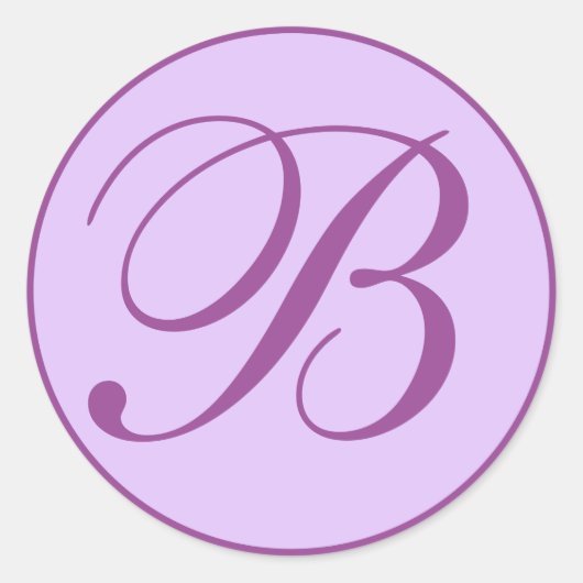 Sticker Rond Enveloppe violet et lavande Monogramme Phoques (Devant)