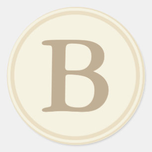Sticker Rond Enveloppes rondes avec Monogramme - Crème et écrus