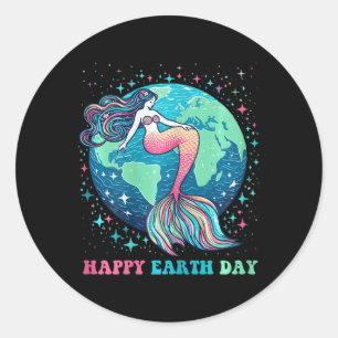 Sticker Rond Environnement amusant Cute Tail Mermaid Colorful H