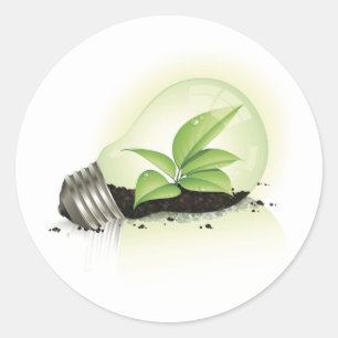 Sticker Rond Environnement Lightbulb greens sol plante causes e