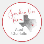 Sticker Rond Envoi d'amour du Texas - Saint Valentin (Devant)