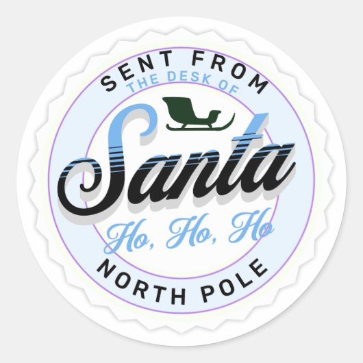 Sticker Rond Envoyé depuis le bureau du timbre Père Noël (Devant)